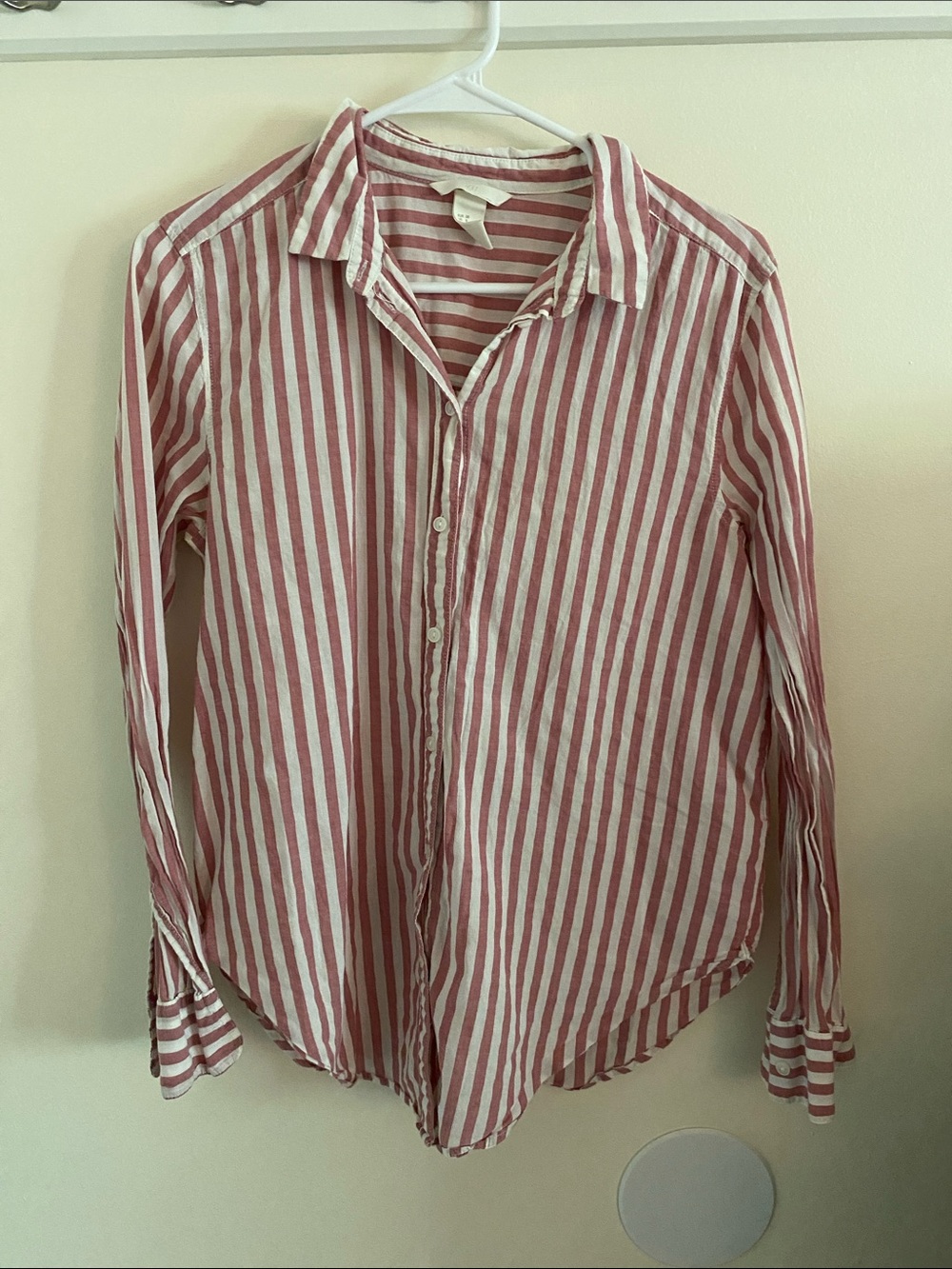 H&M Pink and White Striped Button-Down Shirt